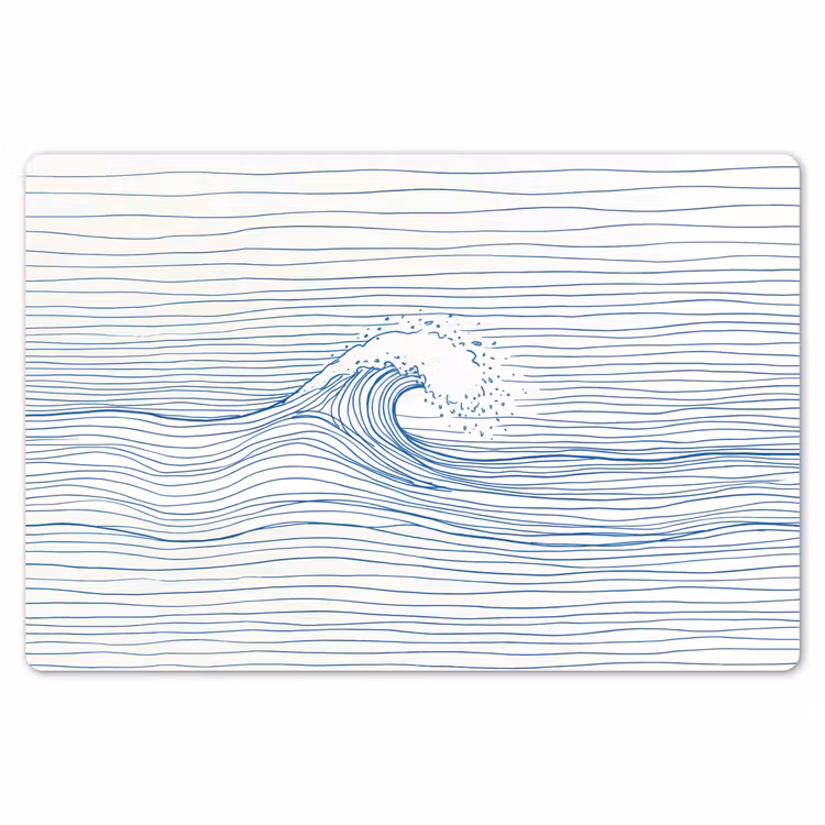 Golf - Brekende - Natuur - Minimalistisch - Blauw Placemat vinyl groot -zzsfeer1_Kitchenyeah-website