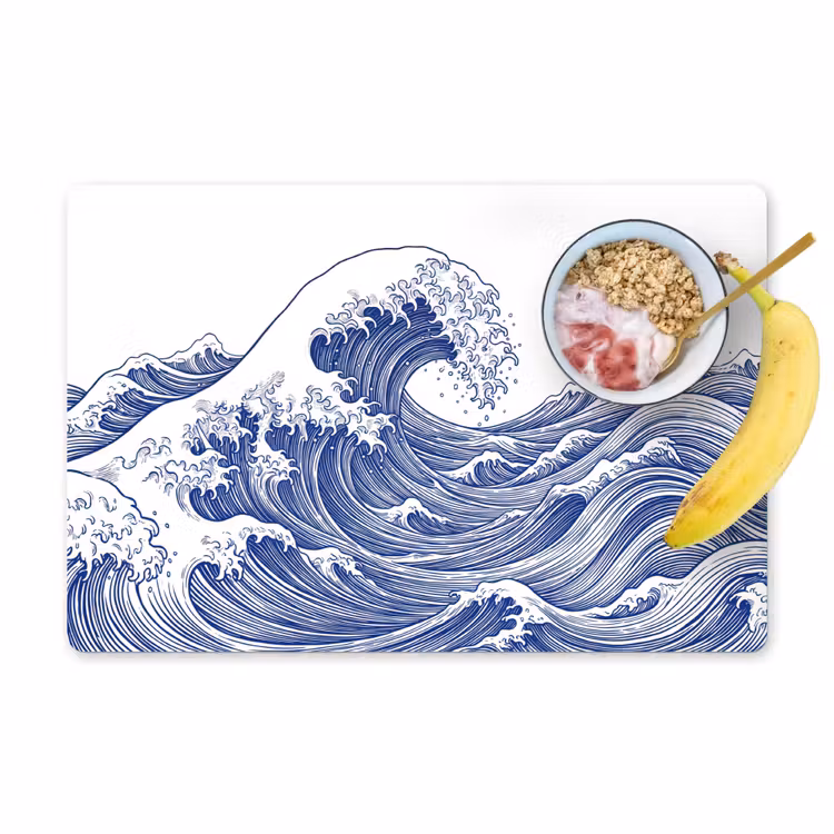 Golf - Japans - Zee - Illustratie - Blauw Placemat vinyl groot -zzzproduct_Kitchenyeah-website