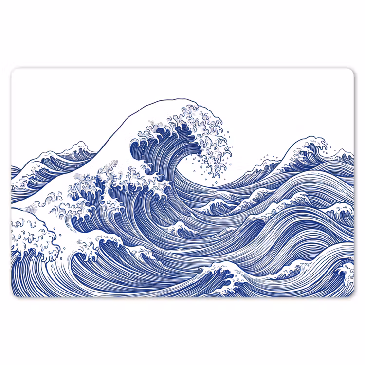 Golf - Japans - Zee - Illustratie - Blauw Placemat vinyl groot -zzsfeer1_Kitchenyeah-website