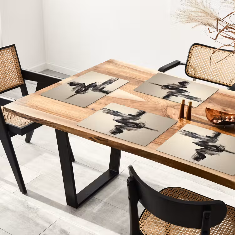 Golven - Penseelstreken - Beige - Minimalistisch Placemat vinyl groot -zzsfeer4_Kitchenyeah-website