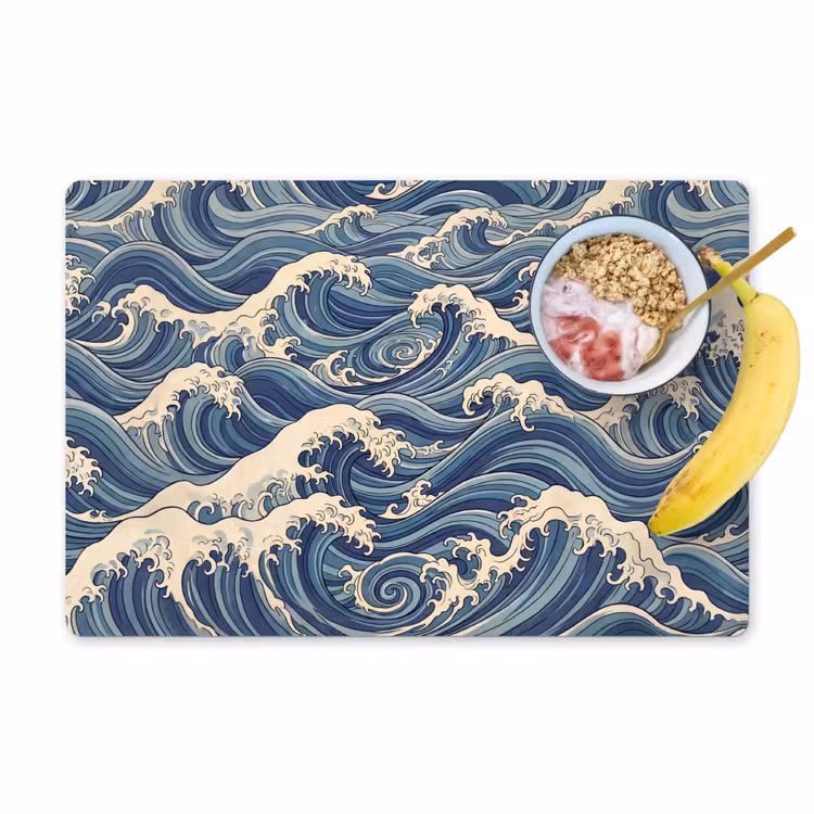 Golven - Zee - Natuur - Abstract - Blauw Placemat vinyl groot -zzzproduct_Kitchenyeah-website