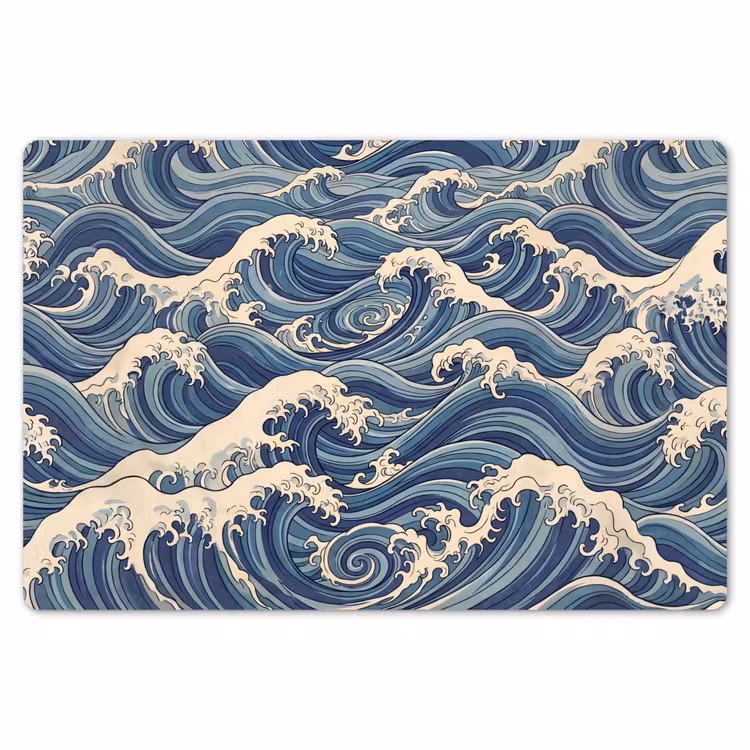 Golven - Zee - Natuur - Abstract - Blauw Placemat vinyl groot -zzsfeer1_Kitchenyeah-website