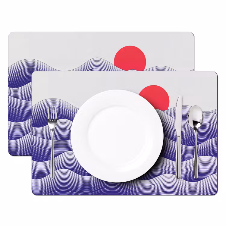Golven - Zon - Natuur - Abstract - Rood Placemat vinyl groot -zzsfeer2_Kitchenyeah-website