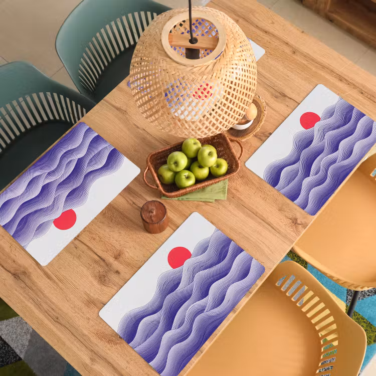 Golven - Zon - Natuur - Abstract - Rood Placemat vinyl groot -zzsfeer5_Kitchenyeah-website