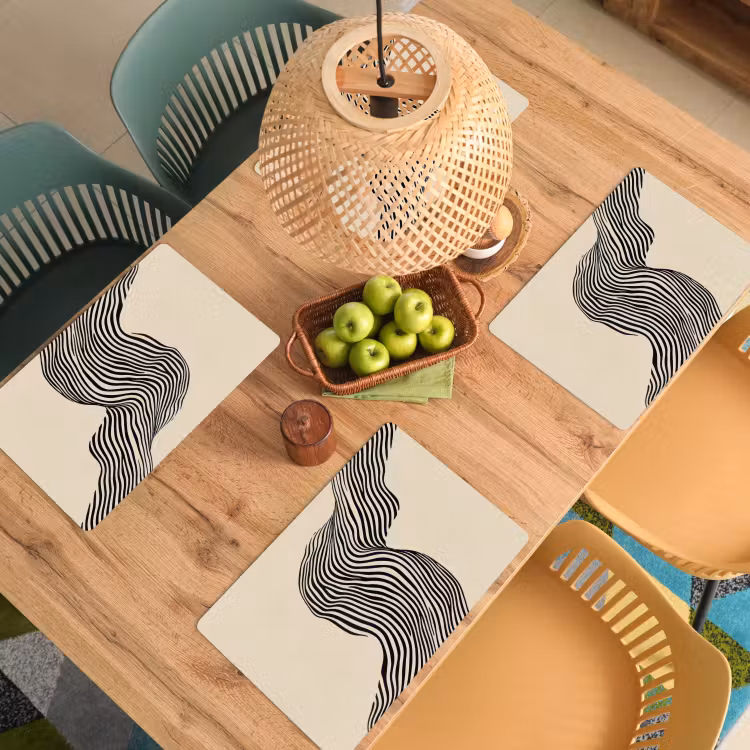 Golvend - Lijnen - Abstract - Silhouet Placemat vinyl groot -zzsfeer5_Kitchenyeah-website