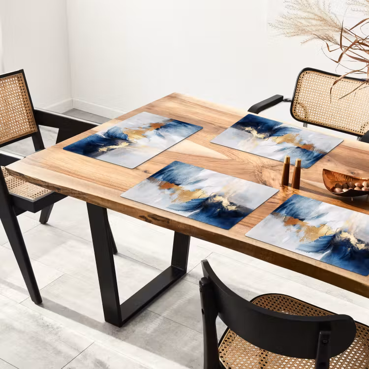 Goud - Blauw - Verf - Kunst - Modern Placemat vinyl groot -zzsfeer4_Kitchenyeah-website