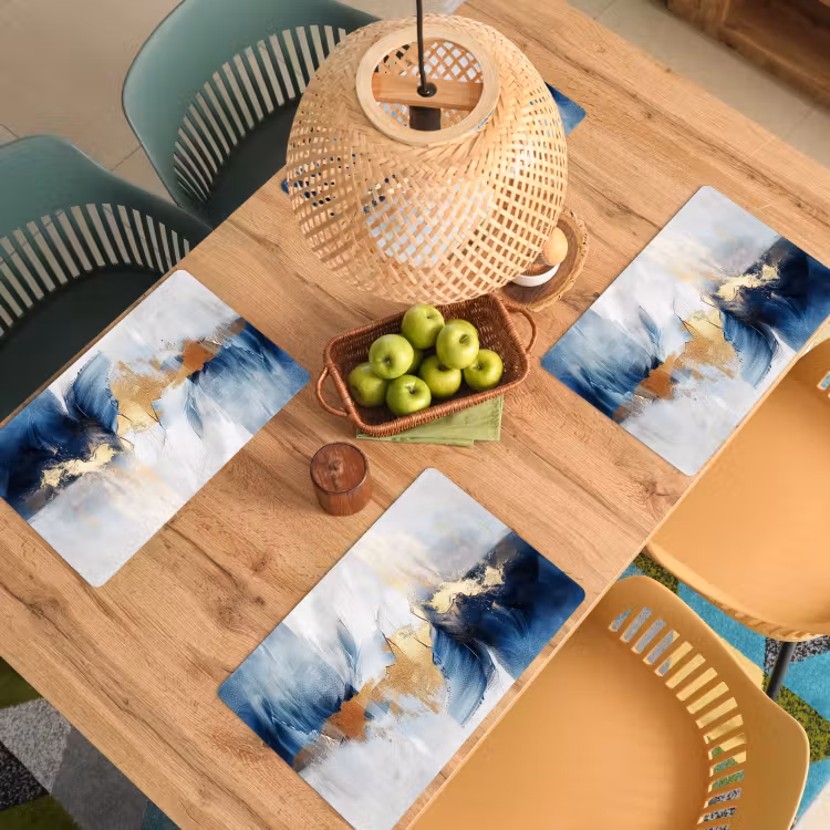 Goud - Blauw - Verf - Kunst - Modern Placemat vinyl groot -zzsfeer5_Kitchenyeah-website