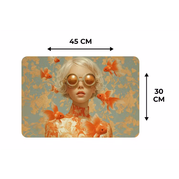 Goudvissen - Oranje - Vrouw - Blond Placemat vinyl groot -specs