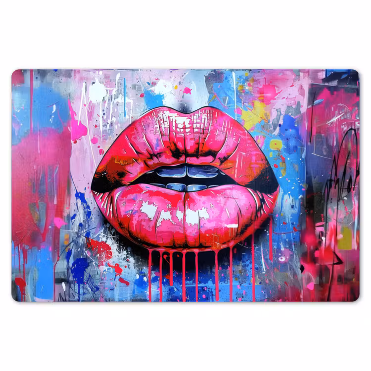 Graffiti - Lippen - Felroze - Geschilderd Placemat vinyl groot -zzsfeer1_Kitchenyeah-website