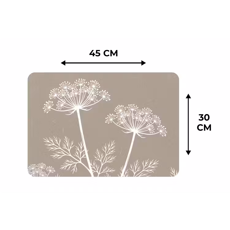 Grafisch - Fluitenkruid - Taupe Placemat vinyl groot -specs