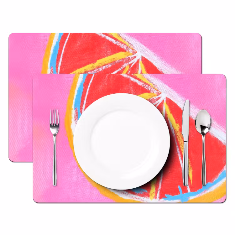 Grapefruit - Geschilderd - Roze - Strepen Placemat vinyl groot -zzsfeer2_Kitchenyeah-website