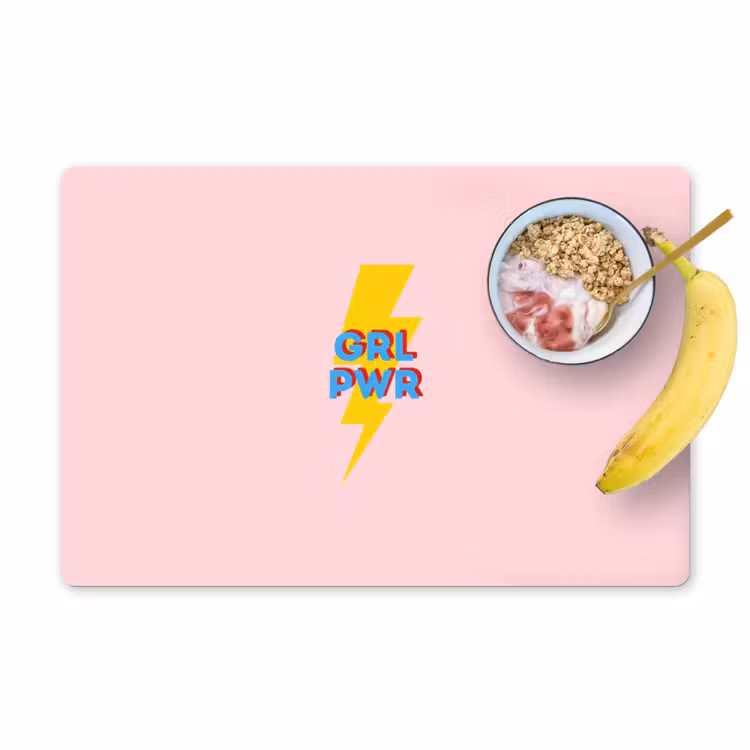 Grl pwr - Bliksem - Roze Placemat vinyl groot -zzzproduct_Kitchenyeah-website