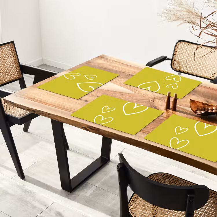 Groen - Hartjes - Wit Placemat vinyl groot -zzsfeer4_Kitchenyeah-website