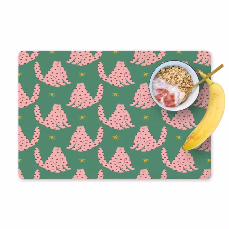 Groen - Katten - Stippen - Sterren Placemat vinyl groot 368 -zzzproduct_Kitchenyeah-website