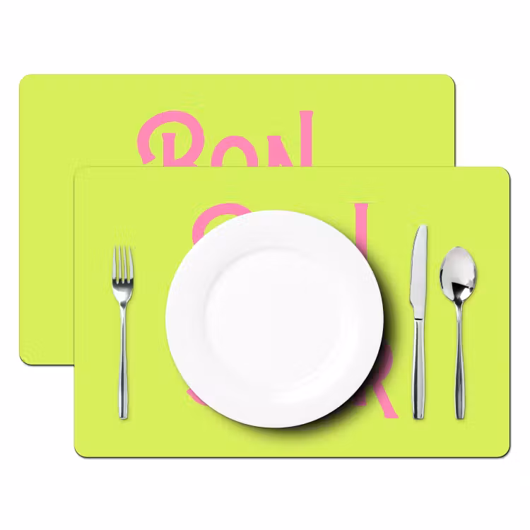 Groen - Roze bonjour - art-deco Placemat vinyl groot -zzsfeer2_Kitchenyeah-website