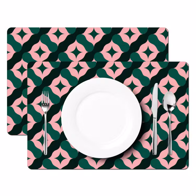 Groen - Roze - Retro - Sterren Placemat vinyl groot 368 -zzsfeer2_Kitchenyeah-website