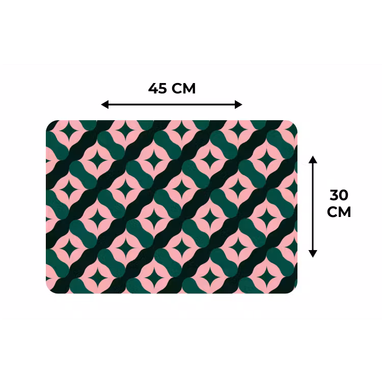 Groen - Roze - Retro - Sterren Placemat vinyl groot 368 -specs