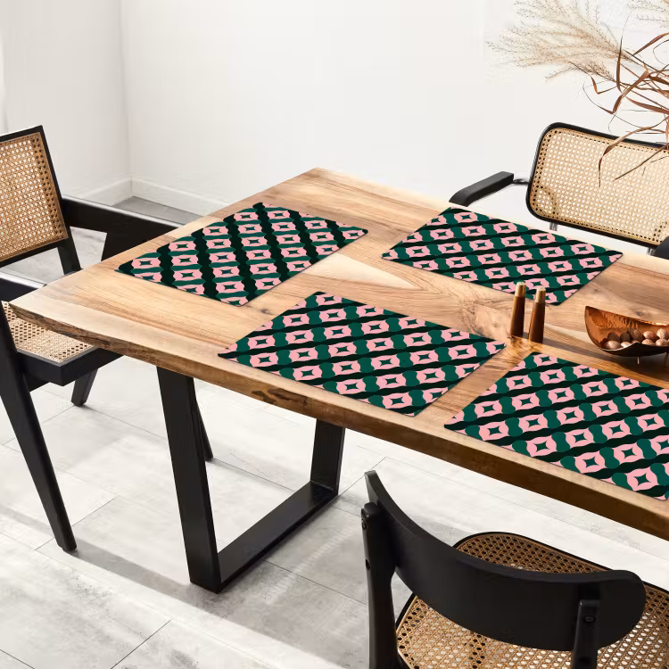Groen - Roze - Retro - Sterren Placemat vinyl groot 368 -zzsfeer4_Kitchenyeah-website