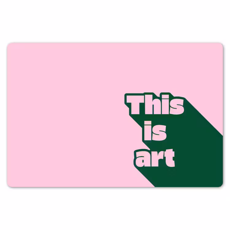 Groen - Teskt - This is art - Roze Placemat vinyl groot -zzsfeer1_Kitchenyeah-website