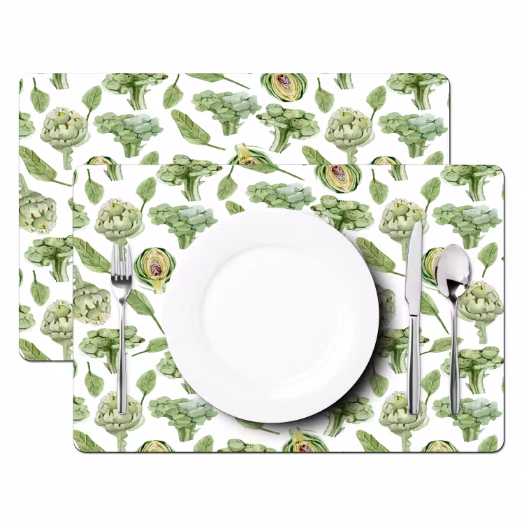 Groene - Groente - Broccoli - Artisjokken Placemat vinyl groot 368 -zzsfeer2_Kitchenyeah-website