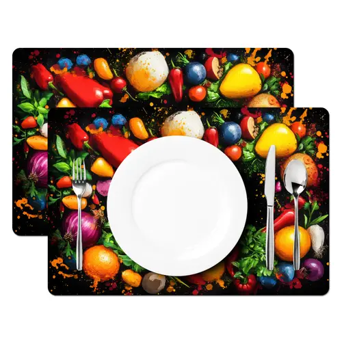 Groente - Graffiti - Kleurrijk - Koken - Abstract Placemat vinyl groot -zzsfeer2_Kitchenyeah-website
