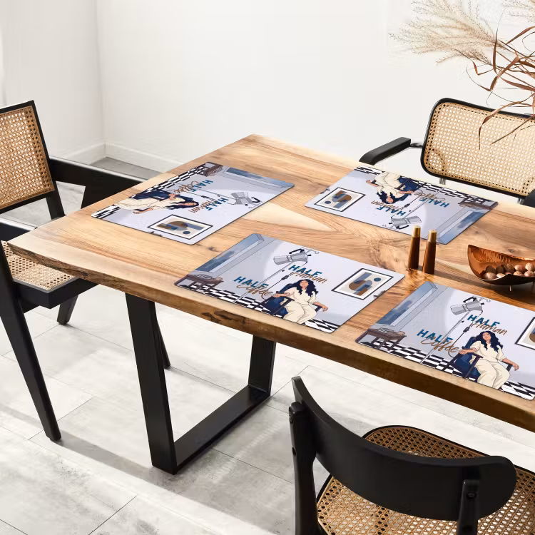Half human, Half Coffee - Infuus - Koffie Placemat vinyl groot -zzsfeer4_Kitchenyeah-website