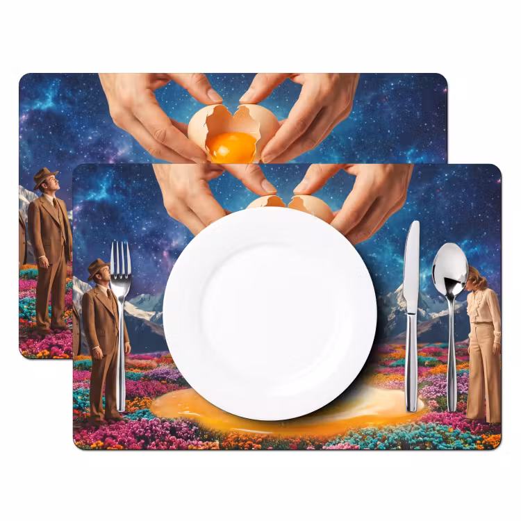 Placemat - 6 stuks - Handen - Ei - Surrealisme - Handen - Ei - Surrealisme Placemat vinyl groot