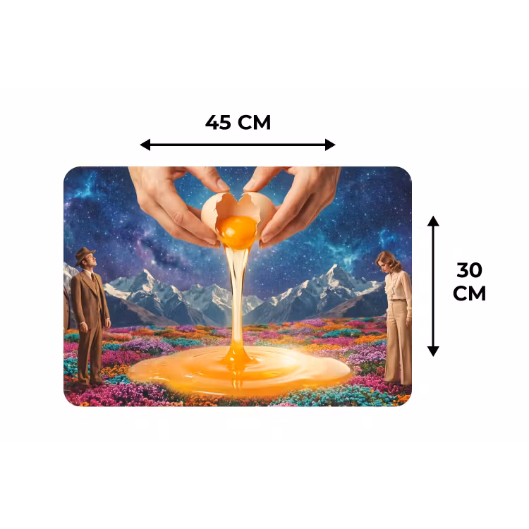 Placemat - 6 stuks - Handen - Ei - Surrealisme - Handen - Ei - Surrealisme Placemat vinyl groot