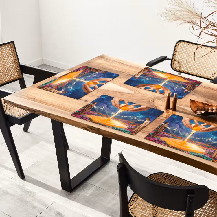 Placemat - 6 stuks - Handen - Ei - Surrealisme - Handen - Ei - Surrealisme Placemat vinyl groot