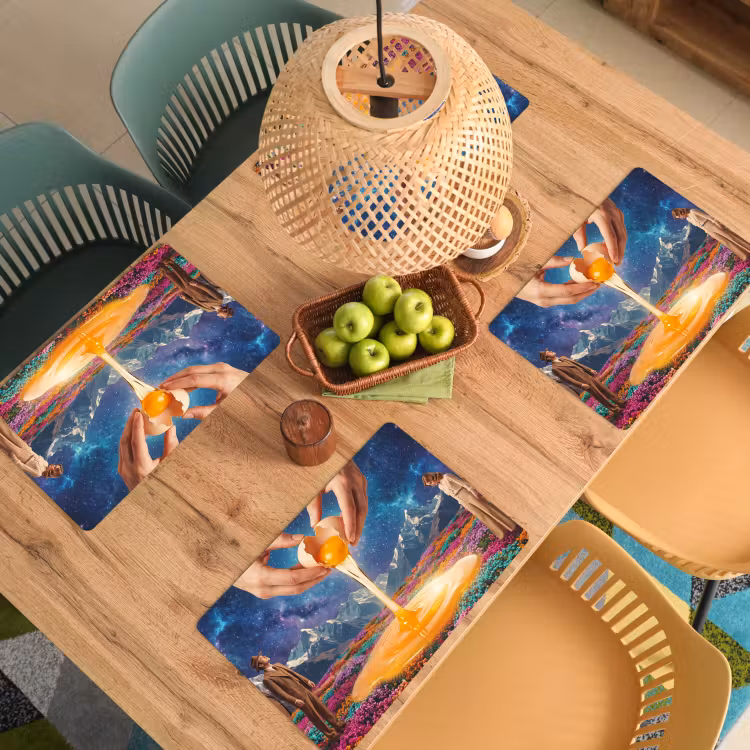Placemat - 6 stuks - Handen - Ei - Surrealisme - Handen - Ei - Surrealisme Placemat vinyl groot
