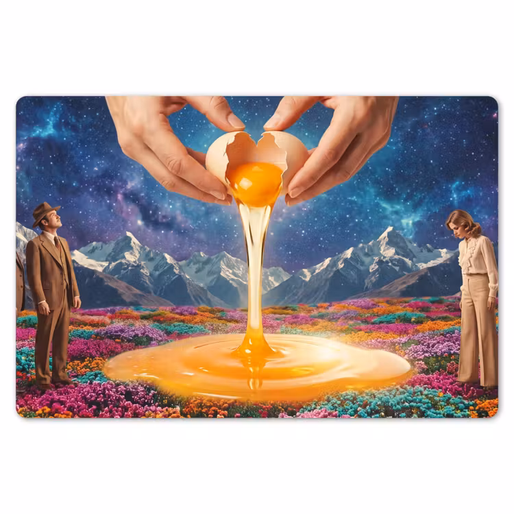 Placemat - 6 stuks - Handen - Ei - Surrealisme - Handen - Ei - Surrealisme Placemat vinyl groot