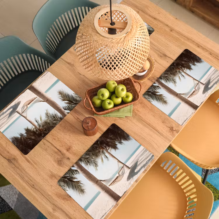 Hangmat - Palmbomen - Strand - Zee Placemat vinyl groot -zzsfeer5_Kitchenyeah-website
