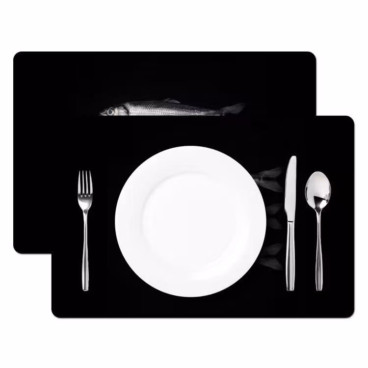 Haring - Vissen - Zwart Placemat vinyl groot -zzsfeer2_Kitchenyeah-website