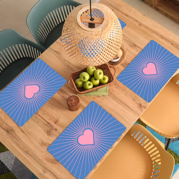 Hart - Stralen - Liefde - Modern - Roze Placemat vinyl groot -zzsfeer5_Kitchenyeah-website