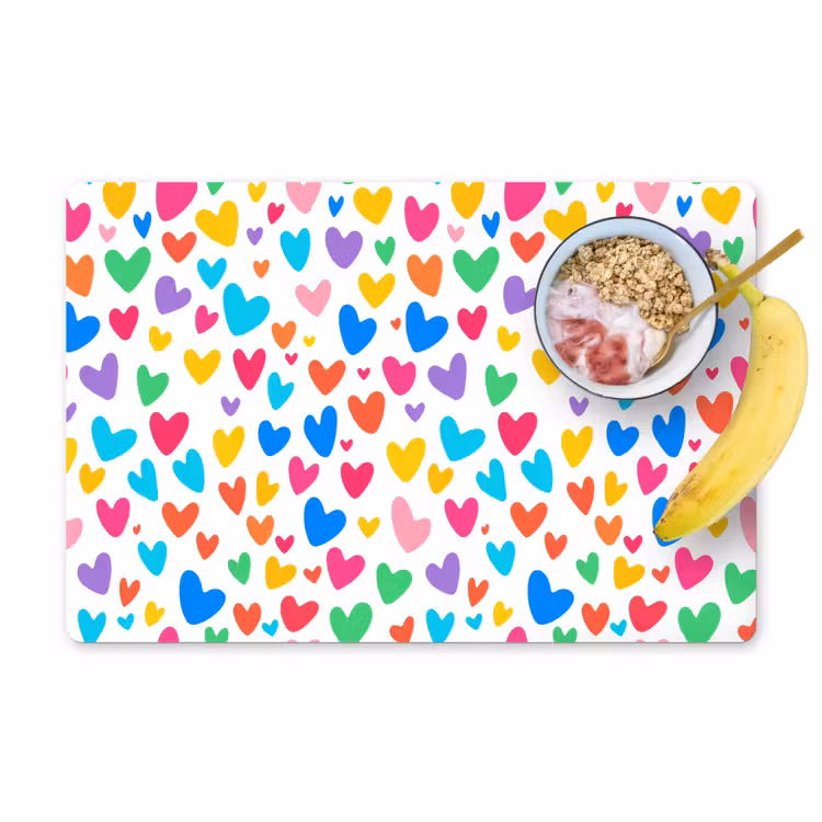 Hartjes - Kleurrijk - Patroon - Levendig Placemat vinyl groot -zzzproduct_Kitchenyeah-website