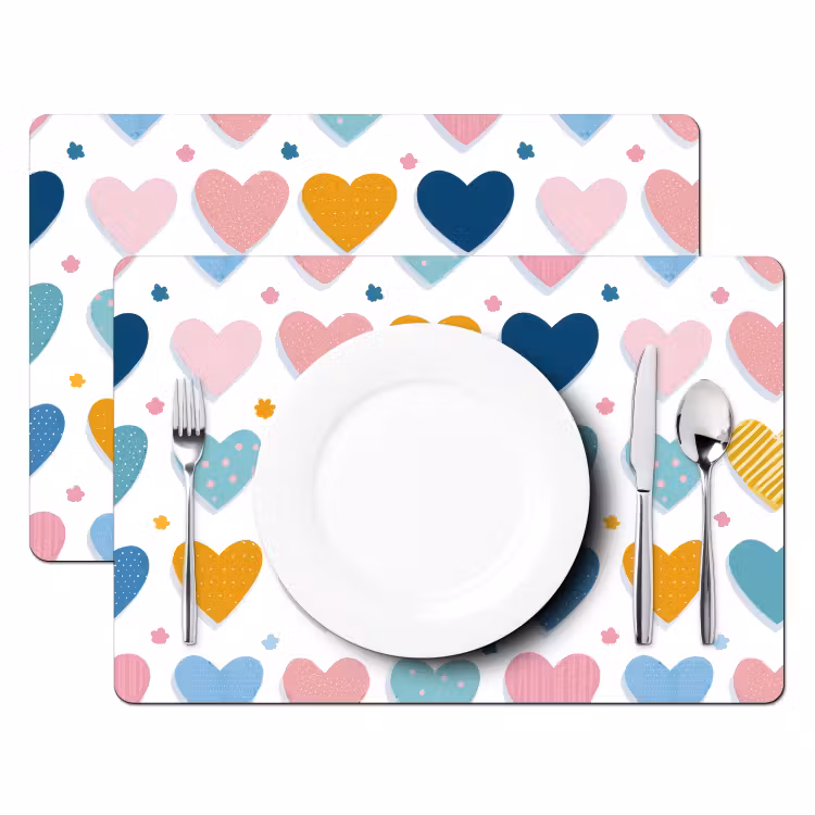 Hartjes - Pastel - Kleurcontrast - Handgetekend Placemat vinyl groot -zzsfeer2_Kitchenyeah-website