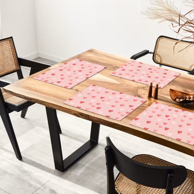 Hartjes - Patroon - Roze - Eenvoudig Placemat vinyl groot -zzsfeer4_Kitchenyeah-website