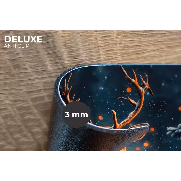 Hert - Kerst - Winter - Sneeuw - Kerstkrans Placemat vinyl groot -closeup