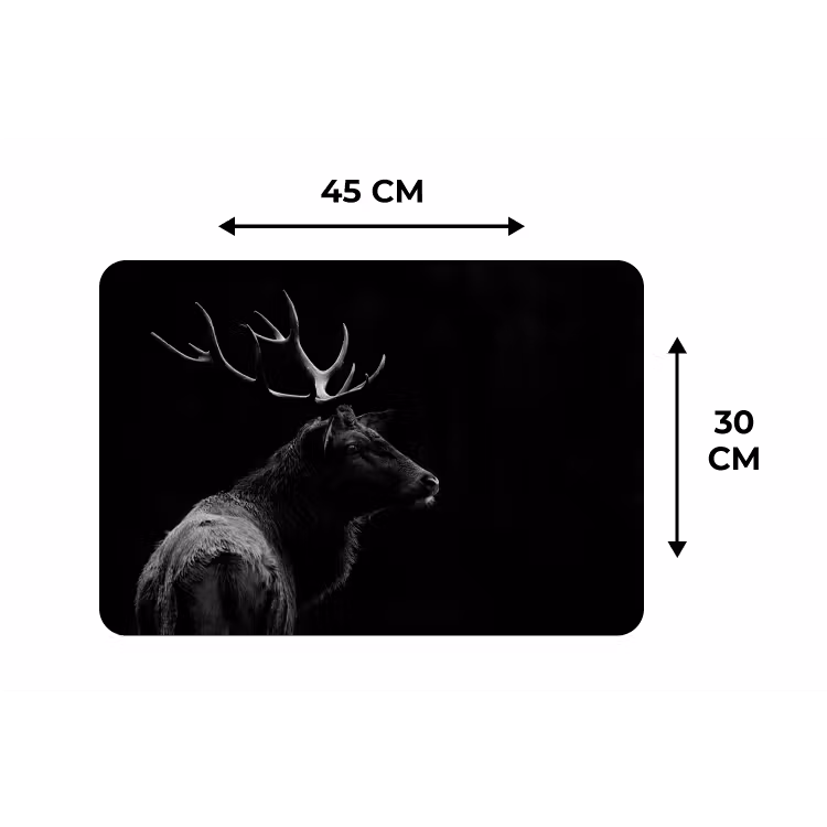 Hert - Zwart - Portret - Gewei - Dieren Placemat vinyl groot -specs