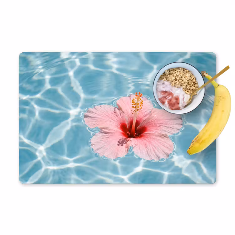 Hibiscus - Water - Roze Placemat vinyl groot -zzzproduct_Kitchenyeah-website