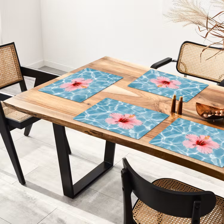 Hibiscus - Water - Roze Placemat vinyl groot -zzsfeer4_Kitchenyeah-website