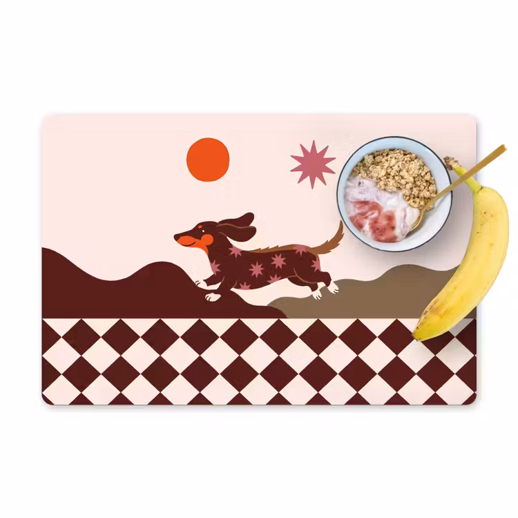 Hond - Abstract - Dieren - Modern - Bruin Placemat vinyl groot -zzzproduct_Kitchenyeah-website