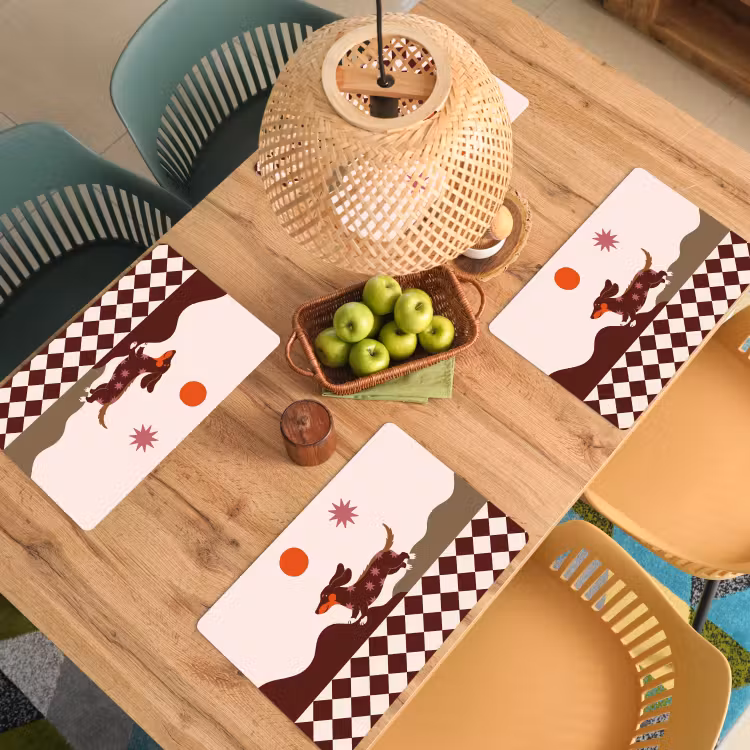 Hond - Abstract - Dieren - Modern - Bruin Placemat vinyl groot -zzsfeer5_Kitchenyeah-website