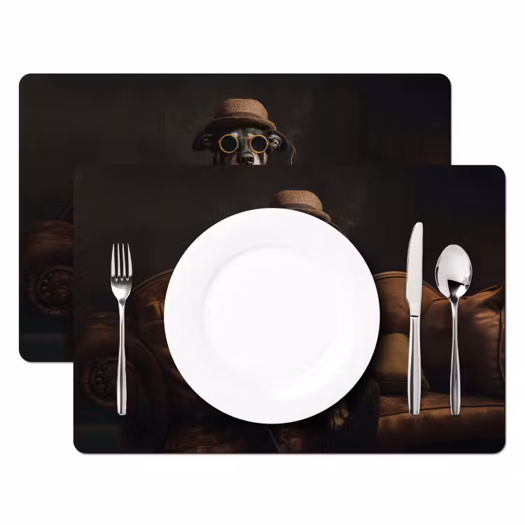 Hond - Sigaar - Hoed - Pak Placemat vinyl groot -zzsfeer2_Kitchenyeah-website
