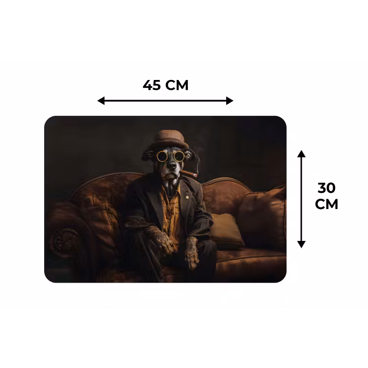 Hond - Sigaar - Hoed - Pak Placemat vinyl groot -specs