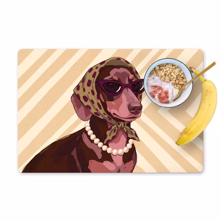 Hond - Zonnebril - Hoofddoek - Dieren - Modern Placemat vinyl groot -zzzproduct_Kitchenyeah-website