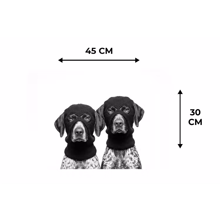 Honden - Bivakmuts - Zwart - wit Placemat vinyl groot -specs