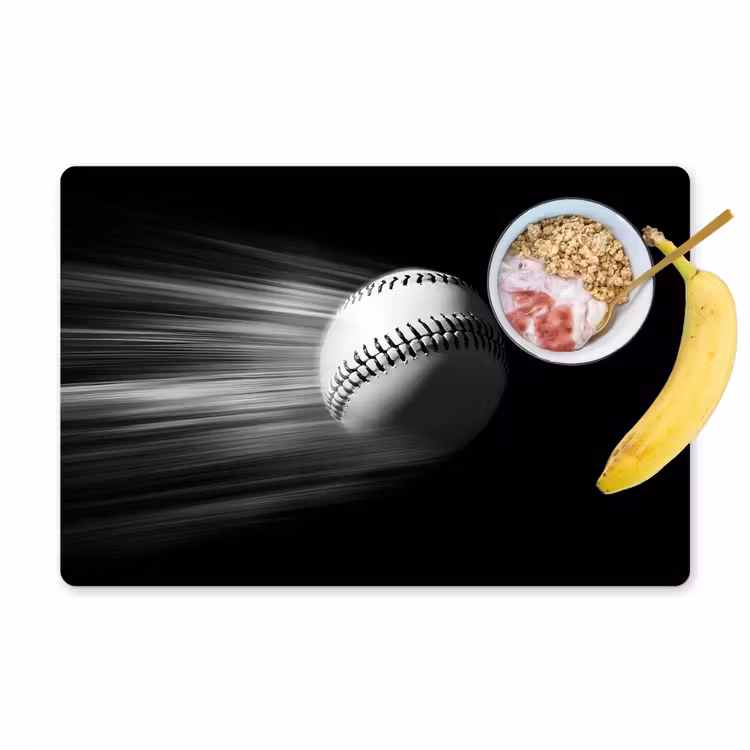 Honkbal - Wit - Vliegt Placemat vinyl groot -zzzproduct_Kitchenyeah-website
