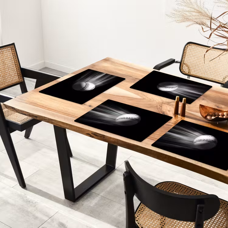 Honkbal - Wit - Vliegt Placemat vinyl groot -zzsfeer4_Kitchenyeah-website