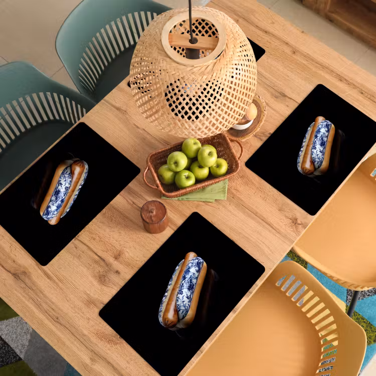Hotdog - Porselein - Delfts blauw - Eten Placemat vinyl groot -zzsfeer5_Kitchenyeah-website